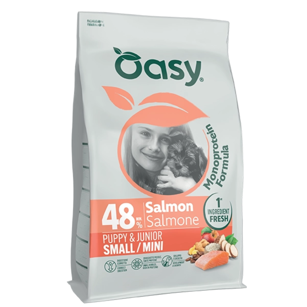 Oasy Dry Dog Monoprotein - PUPPY SMALL/MINI SALMON 800g - 2 kg