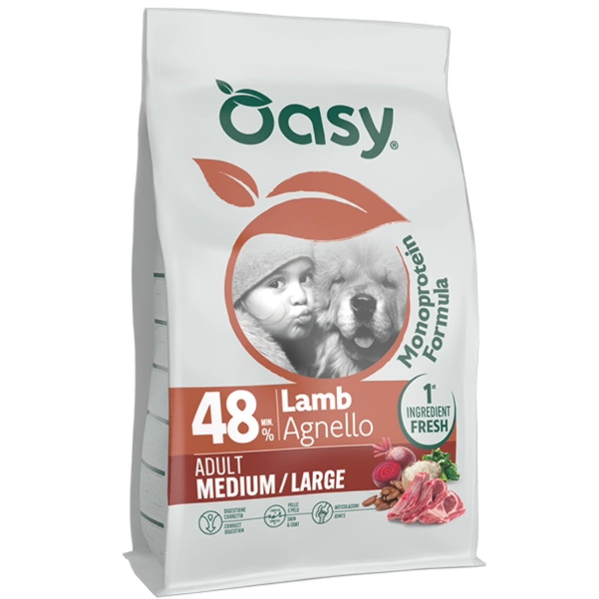 Oasy Dry Dog Monoprotein - ADULT MEDIUM/LARGE LAMB 2kg - 10kg