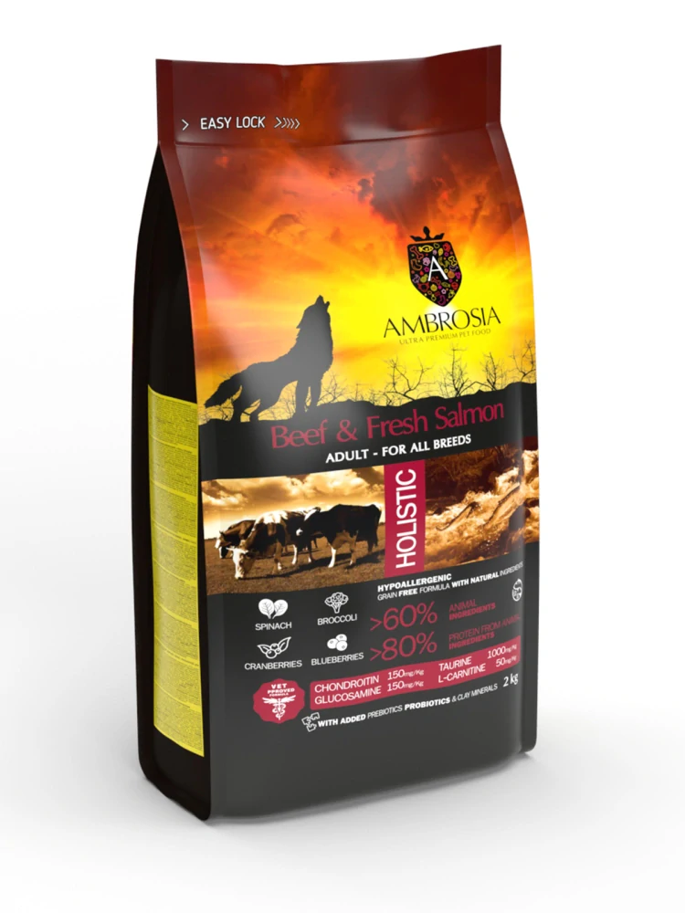 Ambrosia Beef & fresh salmon ultra premium 12kg