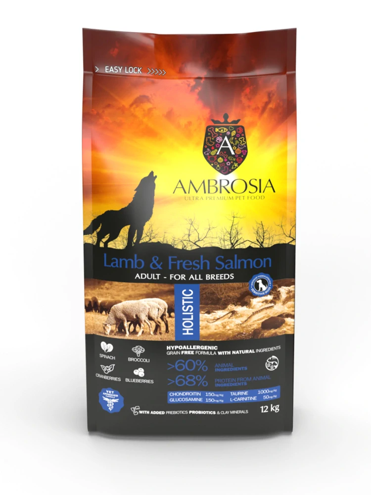 Ambrosia Lamb & Fresh salmon Ultra premium 12kg
