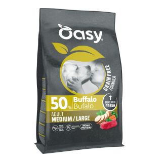 Oasy Dry Dog Grain Free - ADULT MEDIUM/LARGE BUFFALO 2kg - 10kg